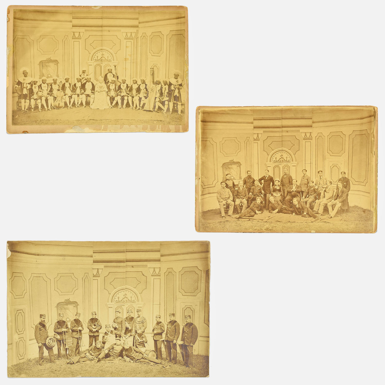 Antique Albumen Cabinet Photographs Court Minstrels